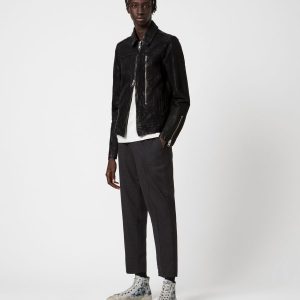 Swithin black leather jacket for men