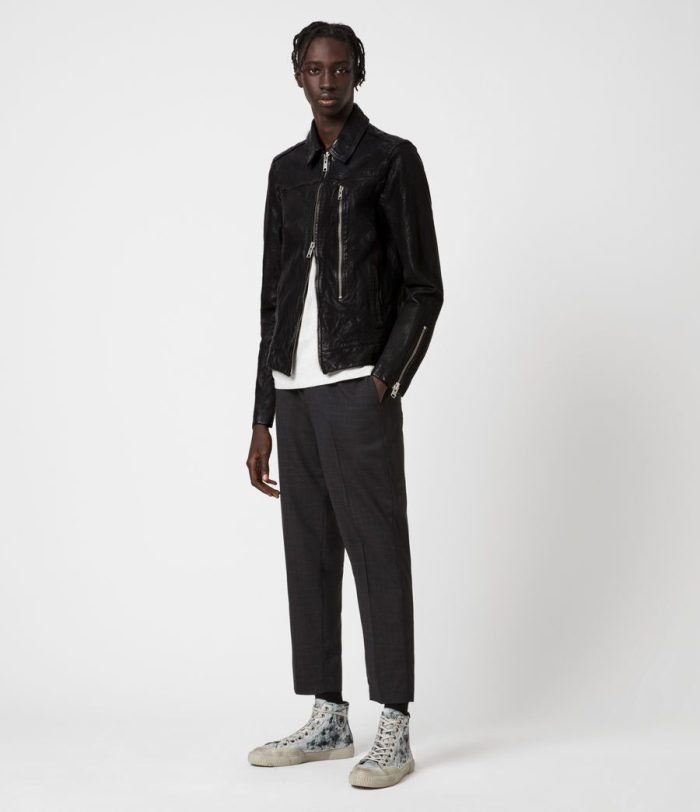 Swithin black leather jacket for men