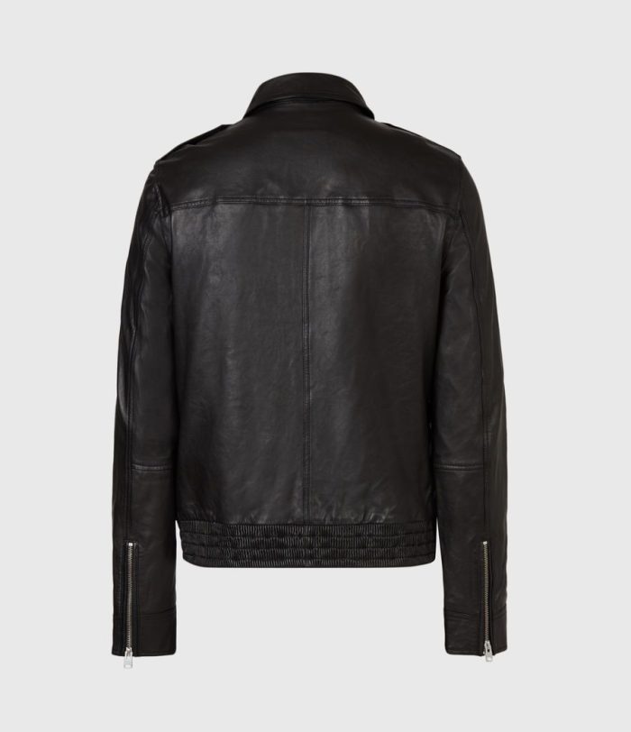 Mack black leather aviator jacket for men - Image 3