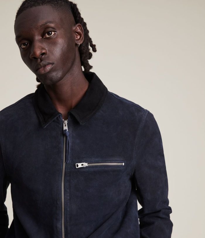 Terence suede blue jacket for men - Image 4