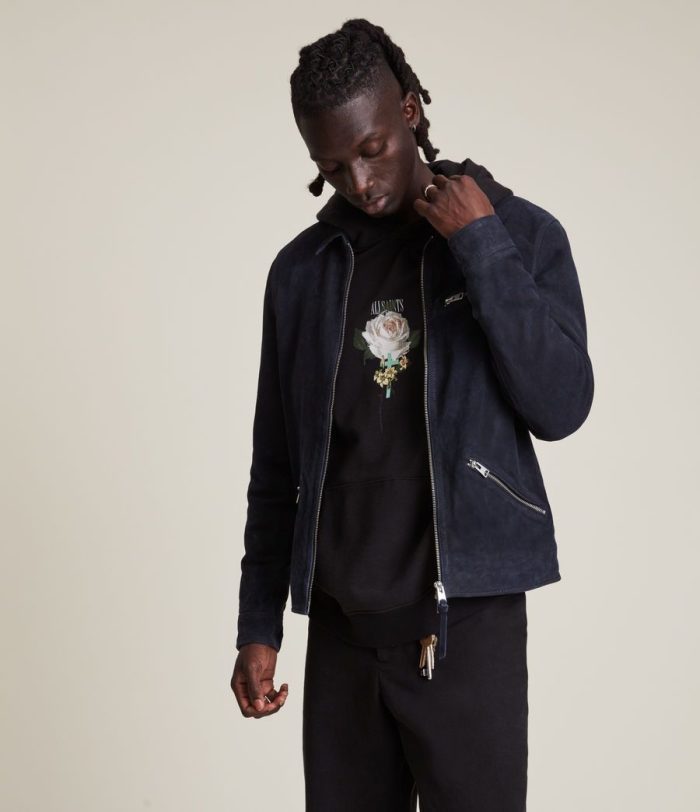 Terence suede blue jacket for men - Image 3