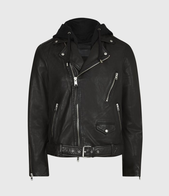 Renzo black leather biker jacket for men - Image 2
