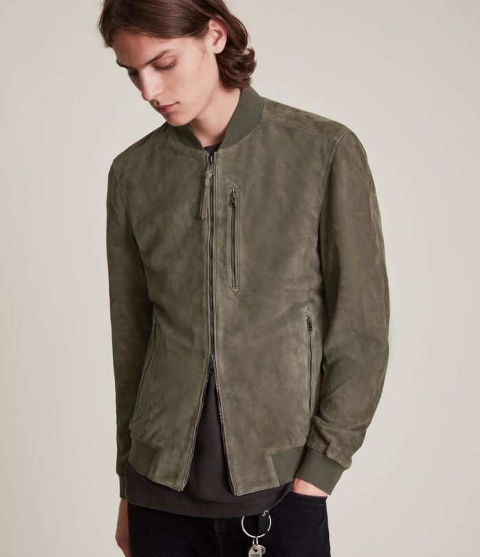 Kemble khaki green suede bomber jacket for men - Image 2