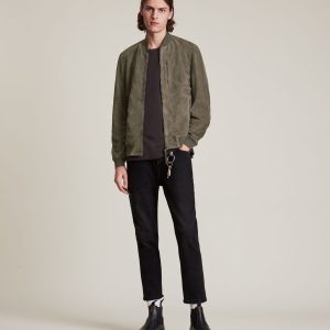 Kemble khaki green suede bomber jacket for men - Image 4