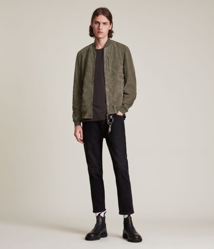 Kemble khaki green suede bomber jacket for men - Image 4