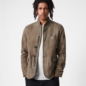 Reyna grey suede blazer for men