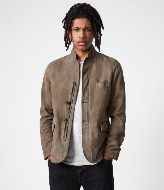 Reyna grey suede blazer for men