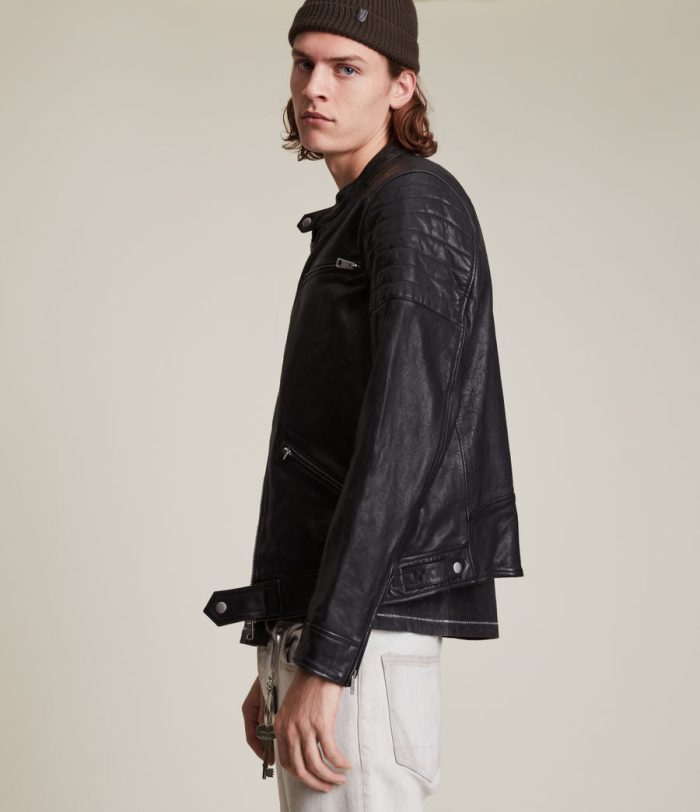 Rocco black leather jacket for men - Image 3