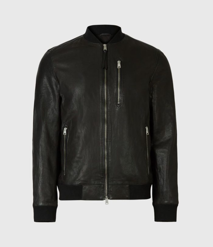 Boyton black leather bomber jacket for men - Image 2