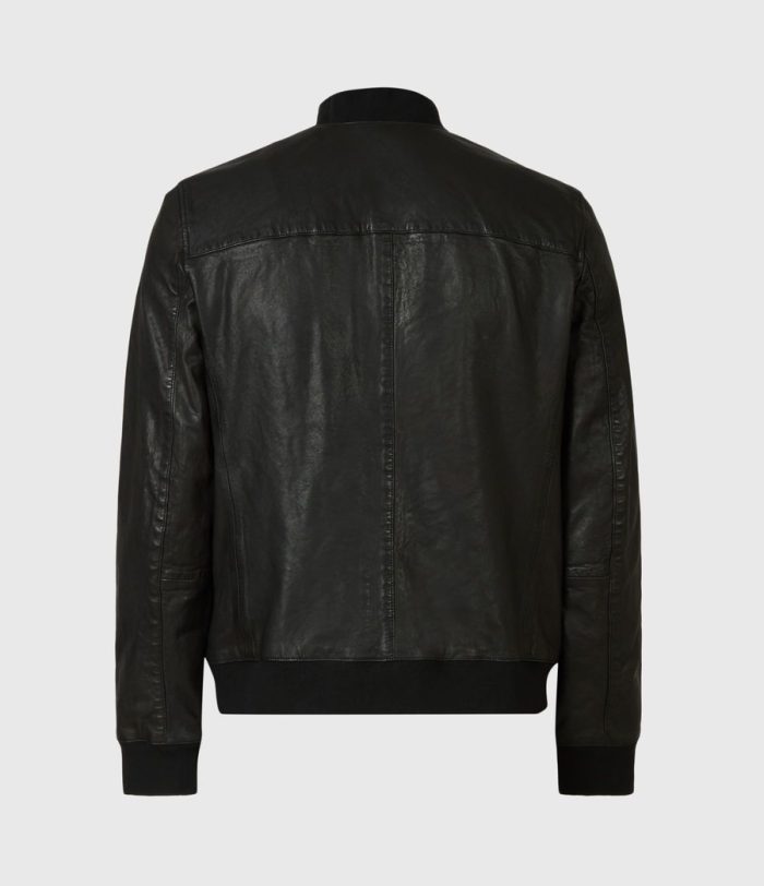 Boyton black leather bomber jacket for men - Image 4