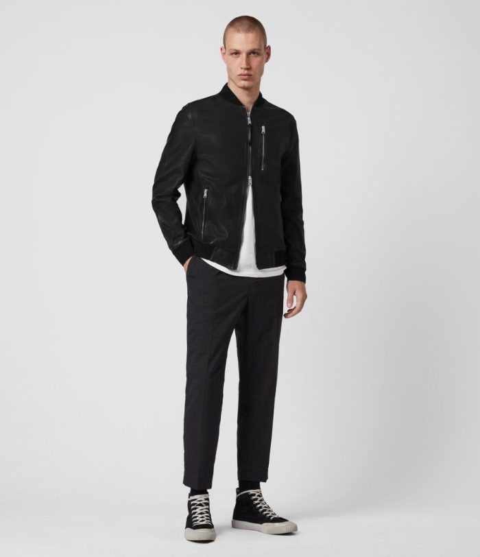 Boyton black leather bomber jacket for men - Image 3