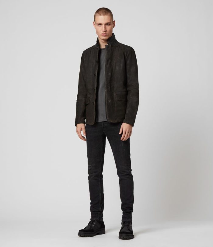 Survey black leather jacket for men