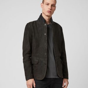 Survey black leather jacket for men - Image 2