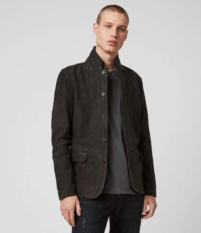 Survey black leather jacket for men - Image 2