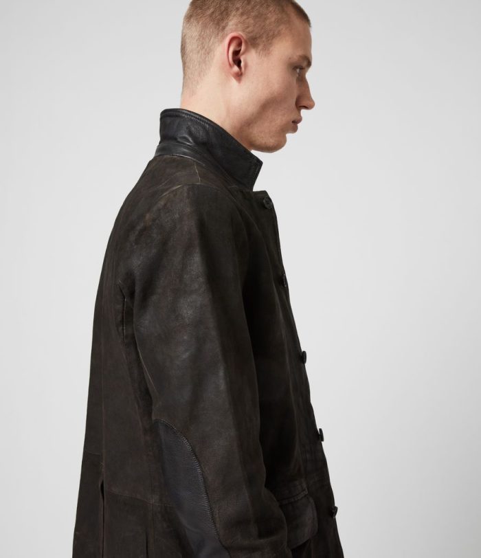 Survey black leather jacket for men - Image 3