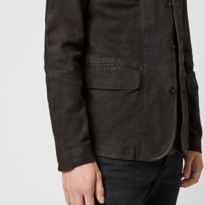Survey black leather jacket for men - Image 4