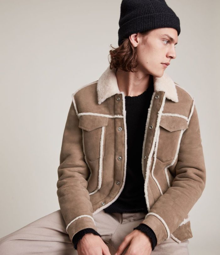 Hayle shearling mocha jacket for men - Image 3