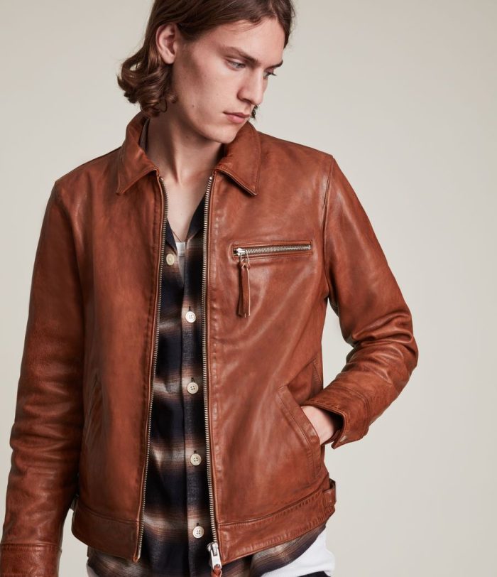 Stanley brown leather jacket for men - Image 2