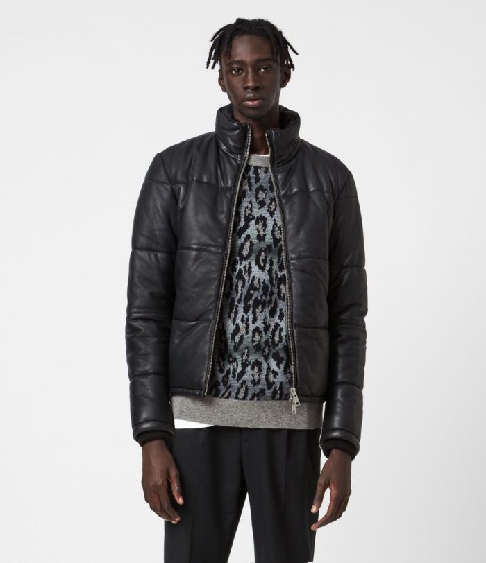 Coronet black leather puffer jacket for men - Image 3