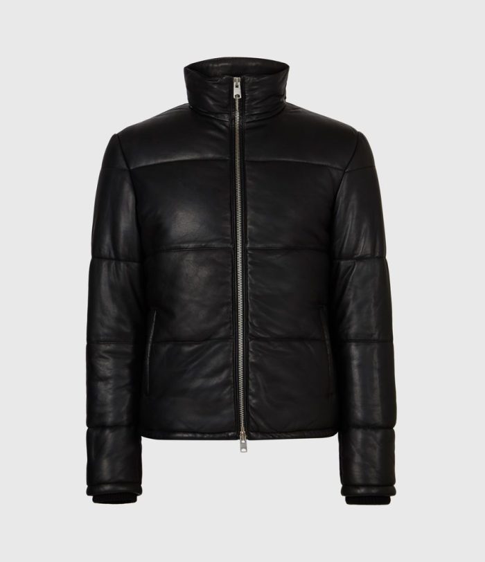 Coronet black leather puffer jacket for men - Image 2