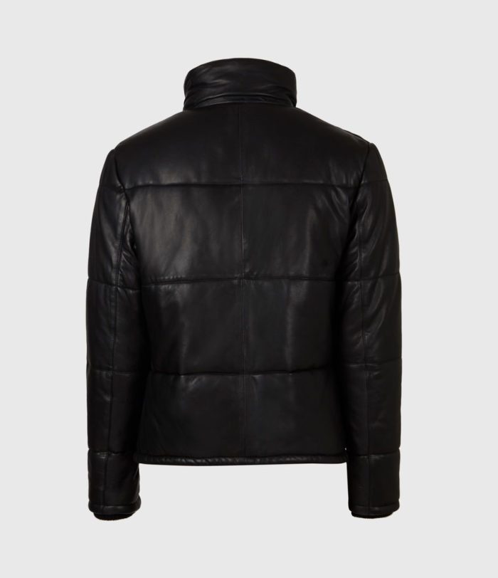 Coronet black leather puffer jacket for men - Image 4