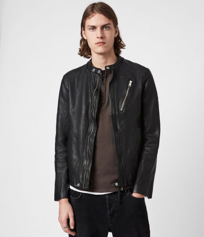 Floyd black leather biker jacket for men - Image 2