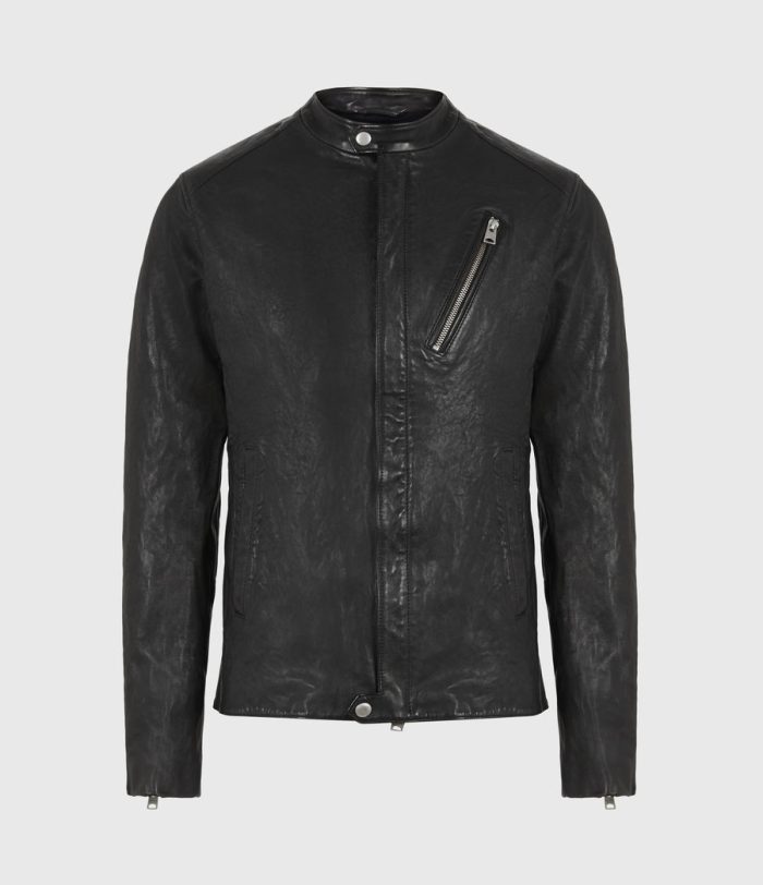 Floyd black leather biker jacket for men - Image 4