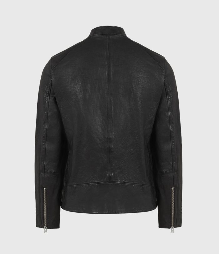 Floyd black leather biker jacket for men - Image 3