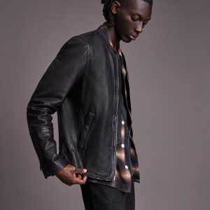 Gates black leather jacket for men - Image 2