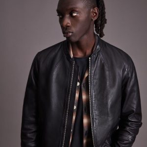Gates black leather jacket for men
