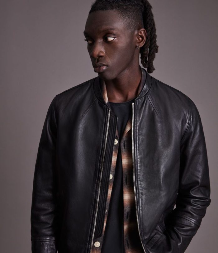 Gates black leather jacket for men