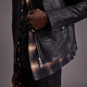Gates black leather jacket for men - Image 4