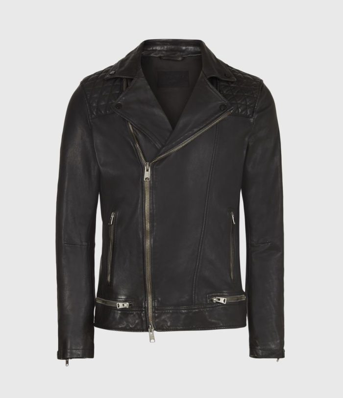Conroy black leather biker jacket for men - Image 2
