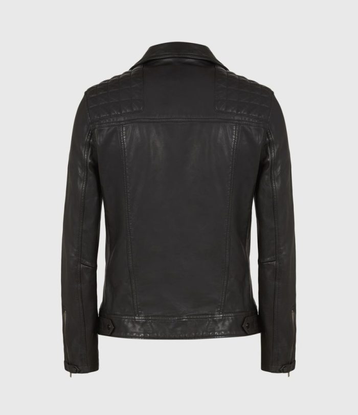 Conroy black leather biker jacket for men - Image 4