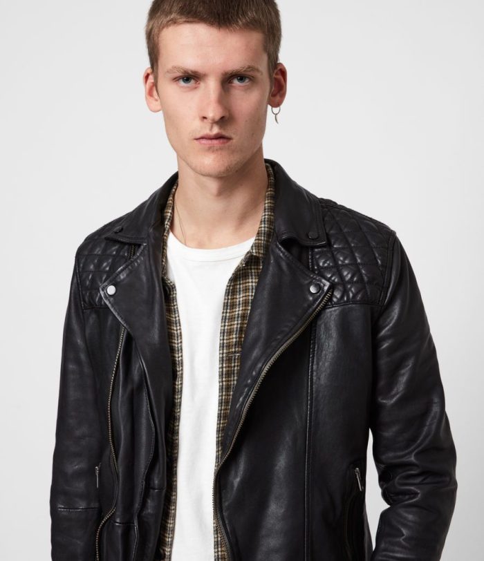 Conroy black leather biker jacket for men - Image 3