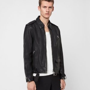 Monza black leather jacket for men