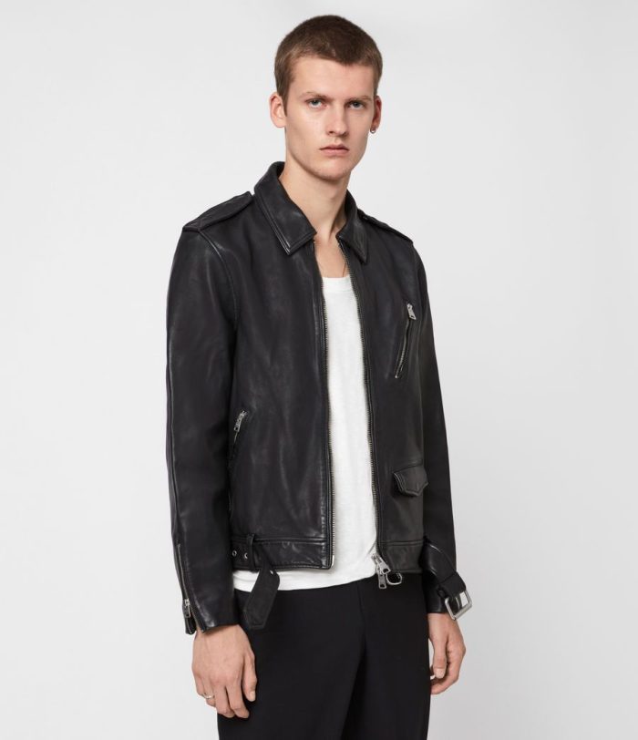 Monza black leather jacket for men