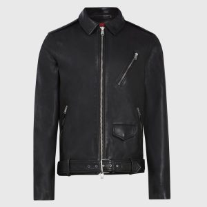 Monza black leather jacket for men - Image 2