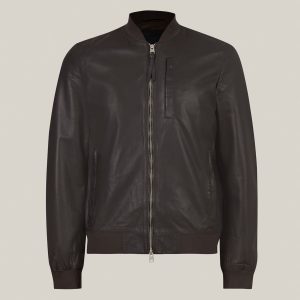 Bales black leather bomber jacket for men - Image 3