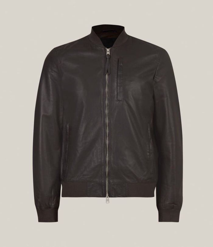 Bales black leather bomber jacket for men - Image 3