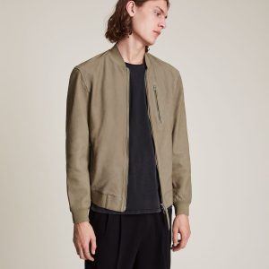 Stones nubuck bomber taupe jacket for men