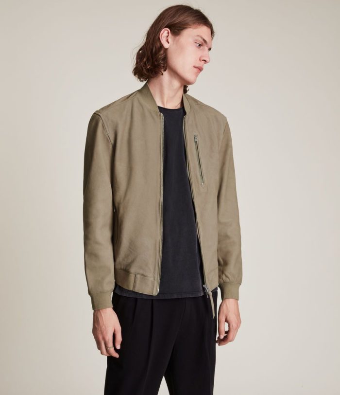 Stones nubuck bomber taupe jacket for men