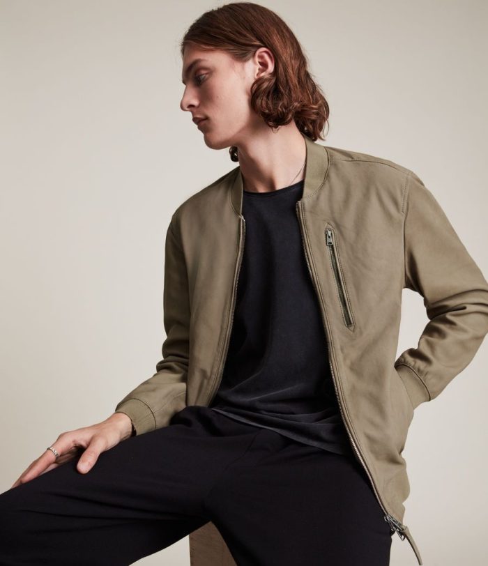 Stones nubuck bomber taupe jacket for men - Image 2