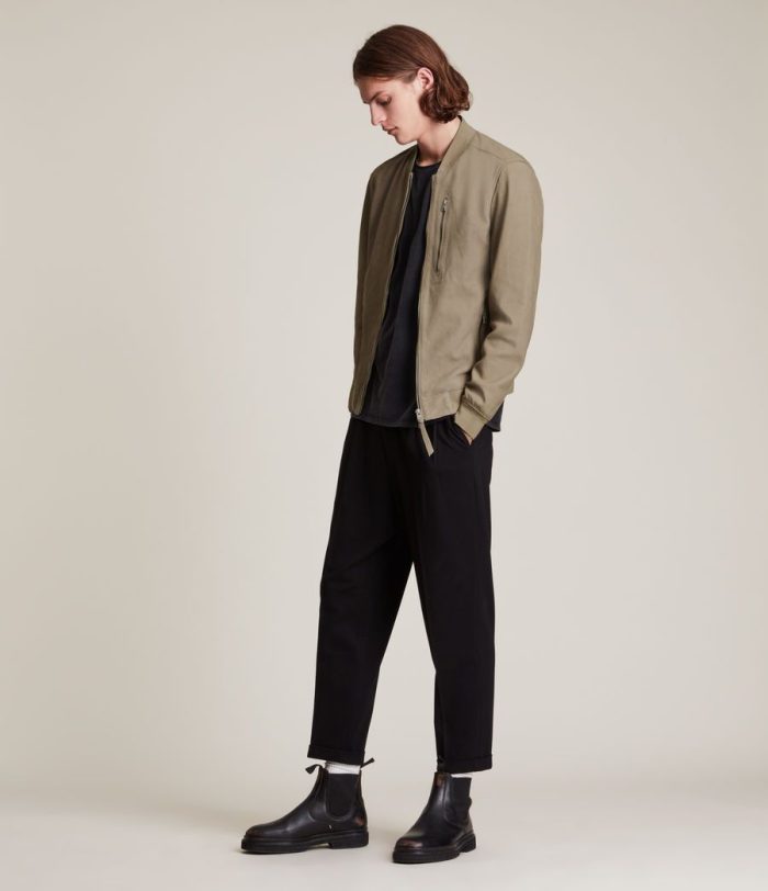 Stones nubuck bomber taupe jacket for men - Image 4