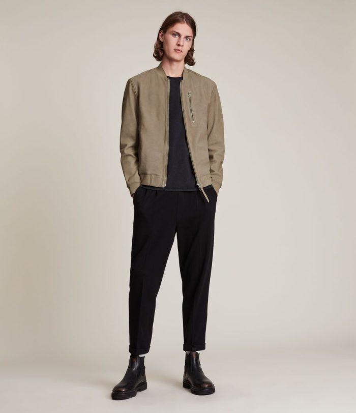 Stones nubuck bomber taupe jacket for men - Image 3