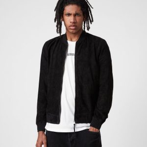 Ronan black suede bomber jacket for men