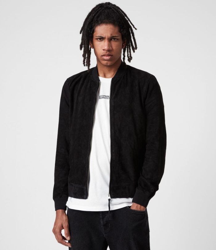 Ronan black suede bomber jacket for men