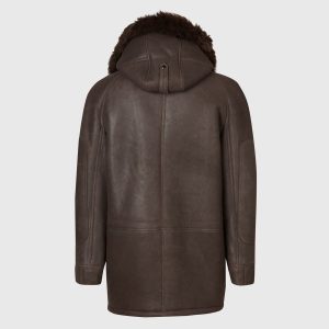 Reidun shearling brown leather jacket for men - Image 4