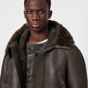 Reidun shearling brown leather jacket for men