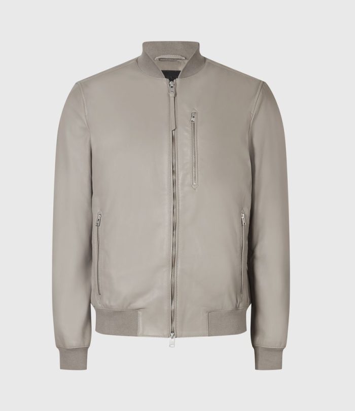 Kiro grey leather bomber jacket for men - Image 2